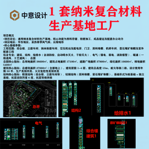 C1 一套纳米复合材料生产基地工厂纳米复合材料生产基地,综合楼、立磨车间、纳米粉磨车间、空压机站及配电房、门卫、原料堆棚、机修车间、萤石尾矿堆棚及室外配套工程-图纸库